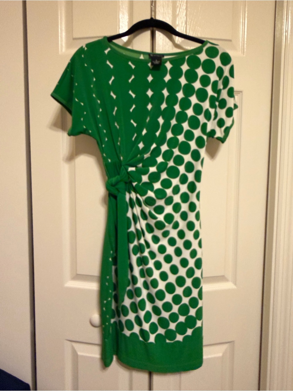 new directions Green Polka Dot Knot-Front Midi Dress